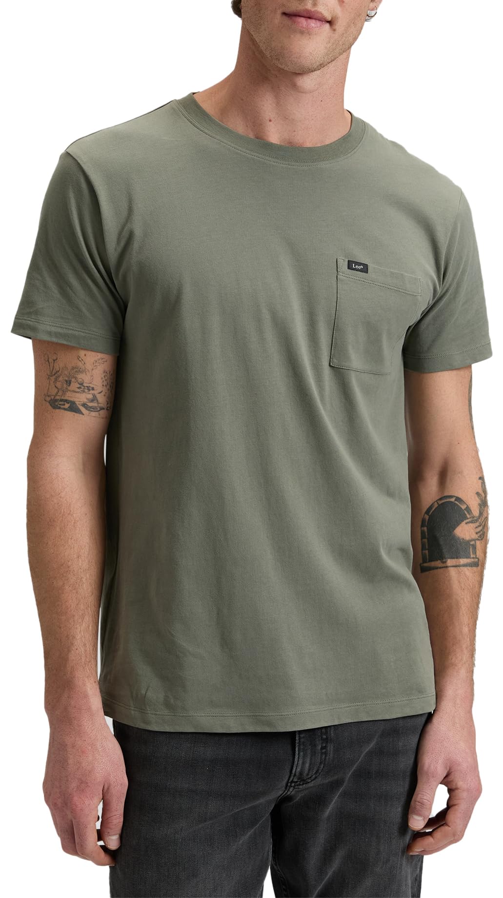 Lee Men's Lichen Olive Slim Ultimate Pocket Tee Large