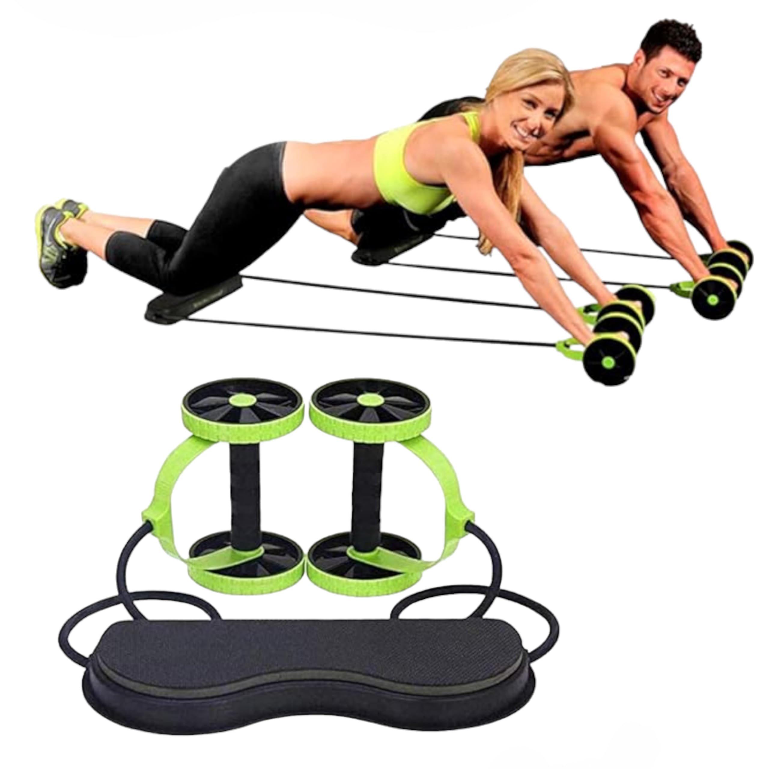 The Abs Carver Ab-Roller Dual Wheel Trainer is a home gym exercise machine that is ideal for training abs, stomach, core, and line.