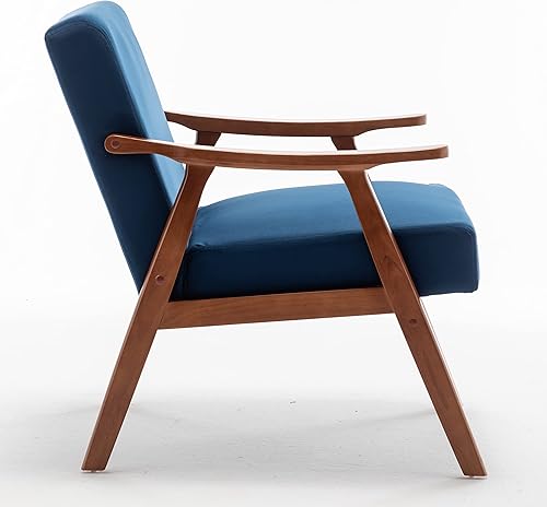 Miniatura 7 de Container Furniture Direct Silla decorativa con tapicería de microfibra y marco de madera maciza, muebles clásicos de mediados de siglo modernos