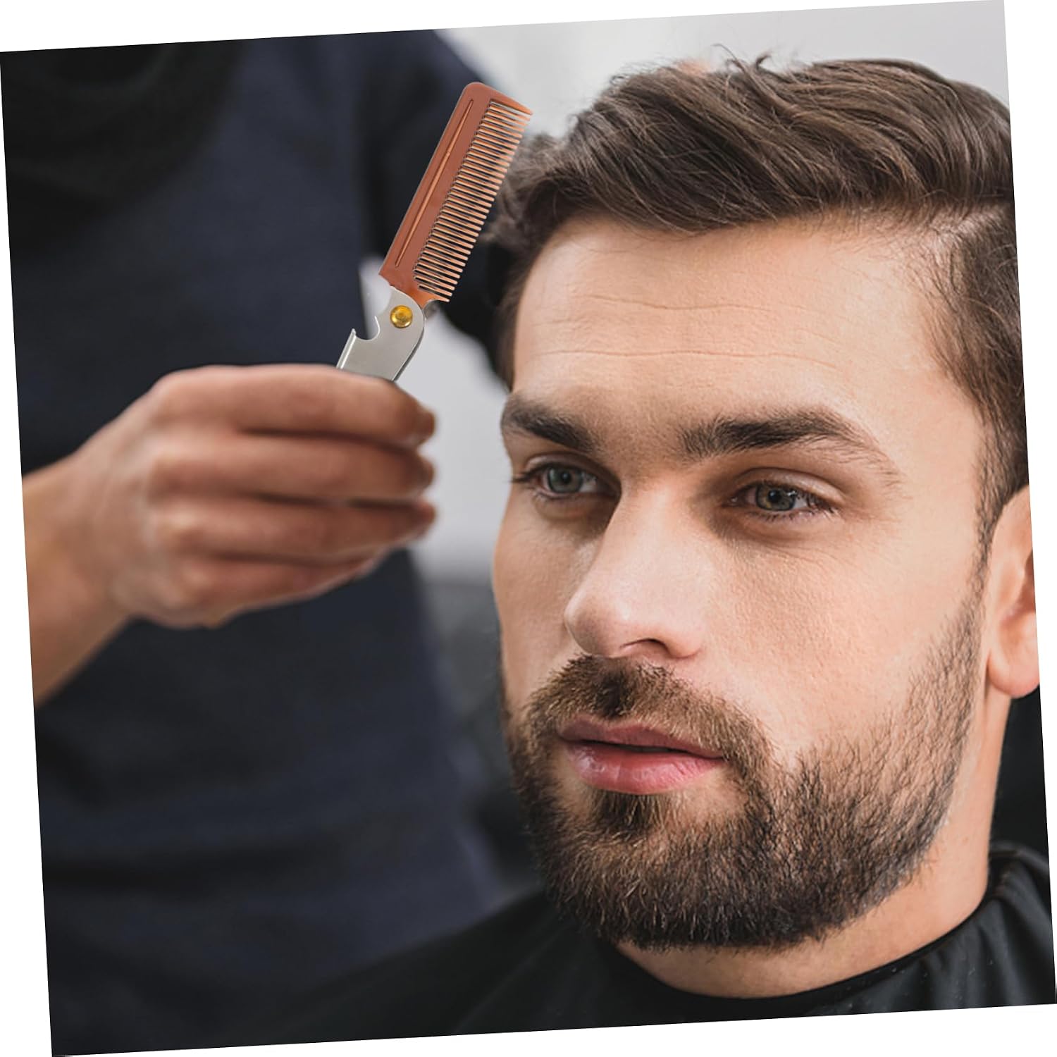 Stainless Steel Beard Styling Comb for Men, Foldable Travel Tool