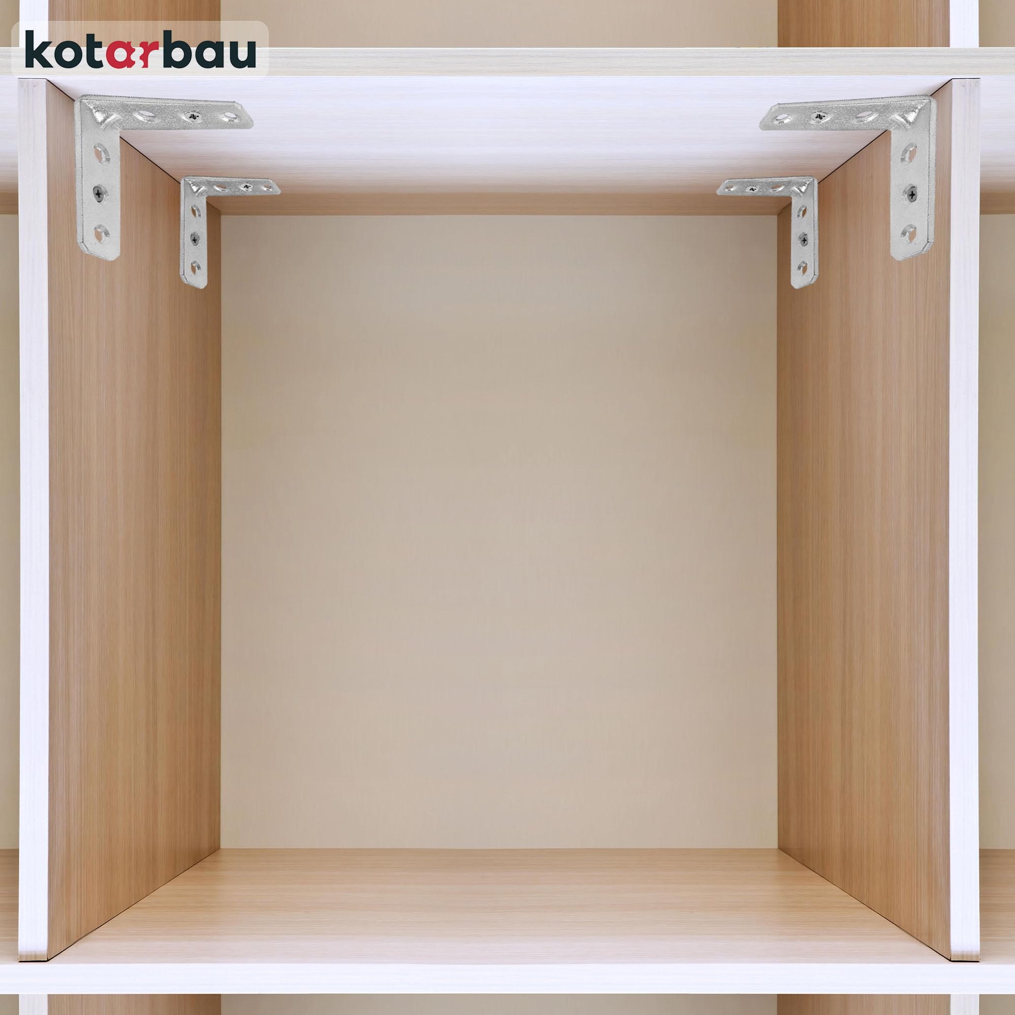 KOTARBAU 100er Set Winkelverbinder 50 x 50 x 25 x 2 mm mit Sicke Stahl Bauwinkel Montagelöcher Möbelverbinder Verzinkt Schwerlast Holzverbinder Montagewinkel