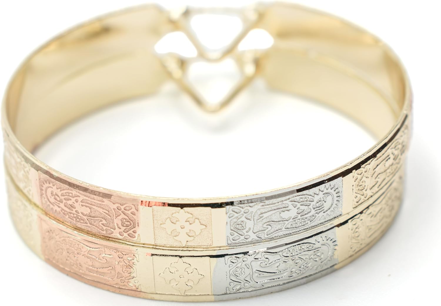 Mixed Metal Tri Tone Rose Gold, Silver & Yellow Gold Hoop Earrings, 18k Gold Filled Plating