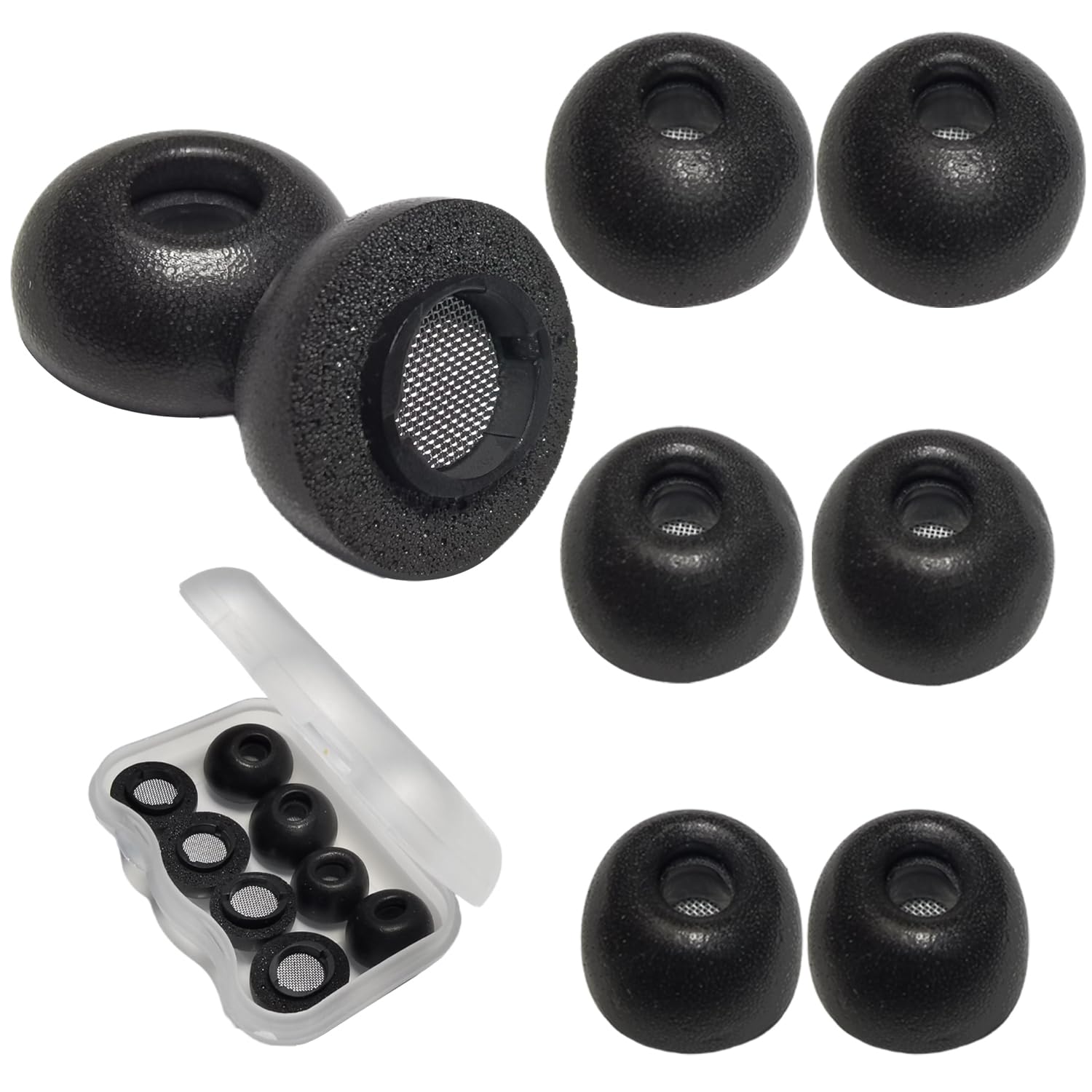 Luckvan 4 Sizes Memory Foam Ear Tips for Samsung Galaxy Buds3 Pro Replacement Earbuds Tips for Galaxy Buds 3 Pro Earbud Fit in Case Black, 4 Pairs