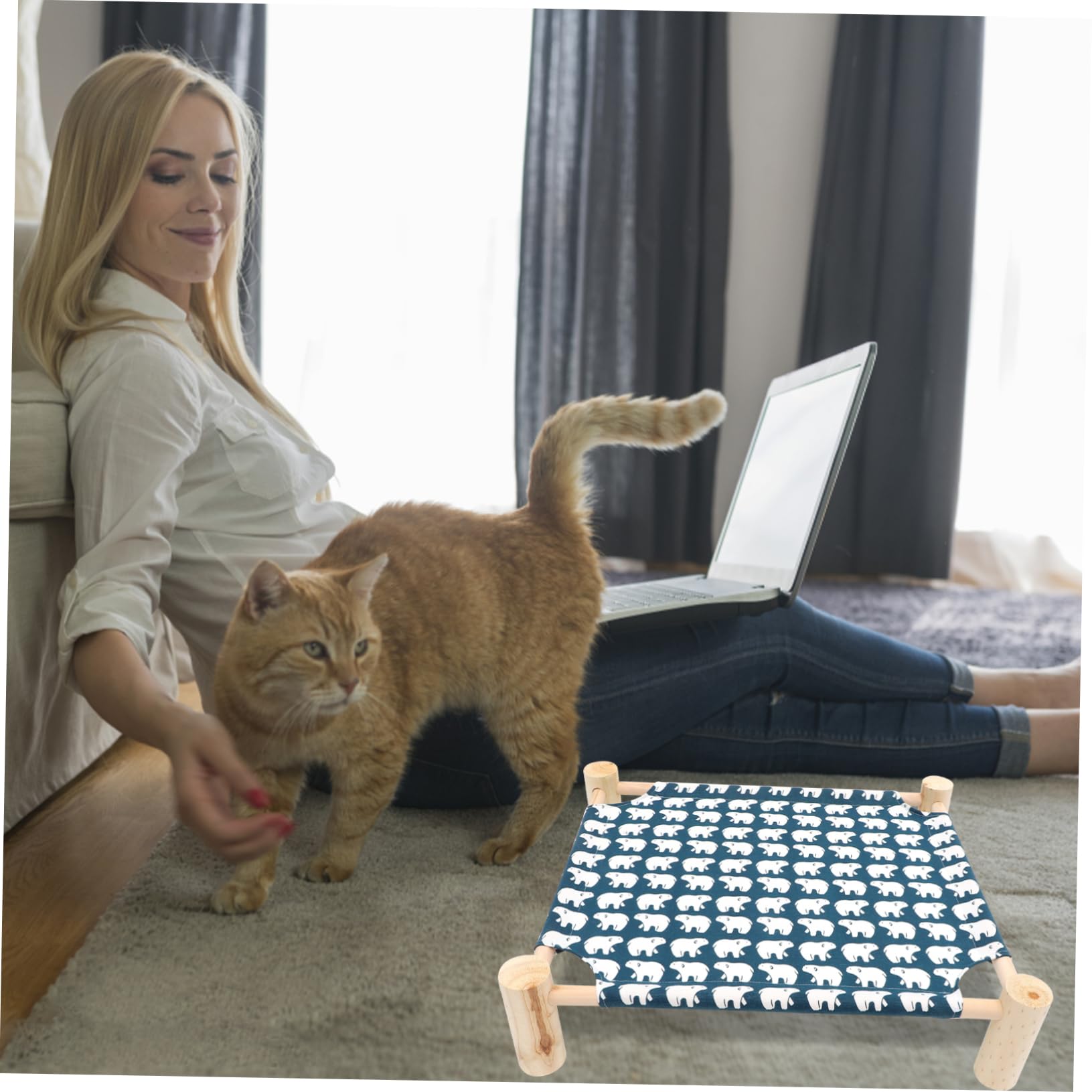 Chat Surélevé Hammock Amovible Rafraîchissant pour Petits pour Intérieur Extérieur