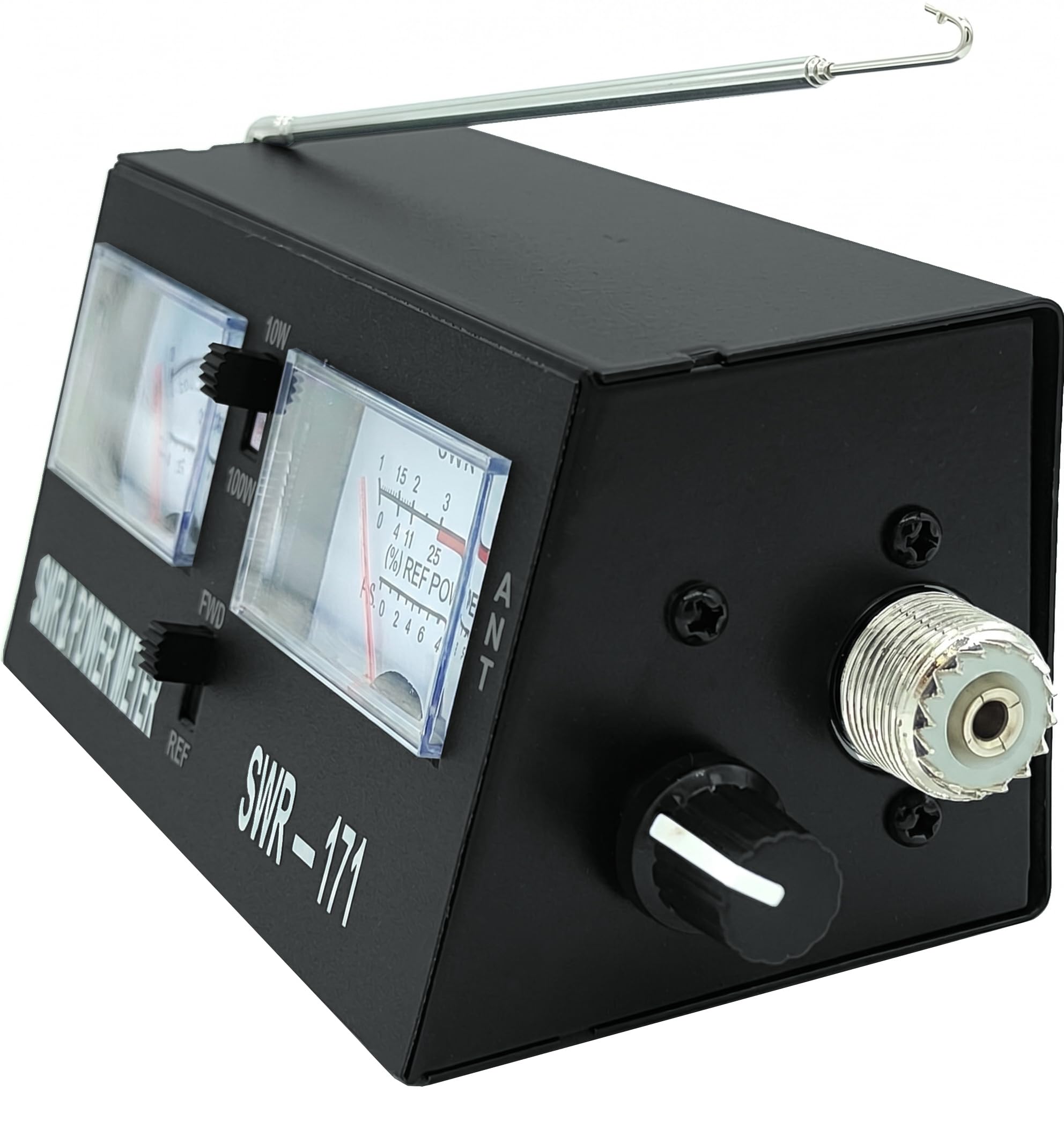 SWR-171 TOS-mètre et Wattmètre Analogique 1.5-150 MHz – Mesure SWR et Puissance 10W/100W, Connecteurs SO-239 (PL), Idéal CB et Radioamateur