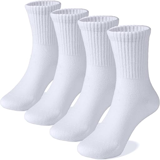 COTTON DAY Unisex School Kids Boys Girls Soft Cotton Black White Gray Navy Athletic Socks with Retro Stripes