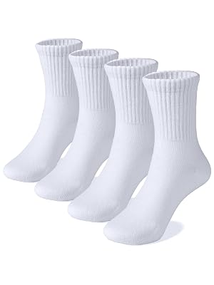 COTTON DAY Unisex School Kids Boys Girls Soft Cotton Black White Gray Navy Khaki Athletic Socks with Retro