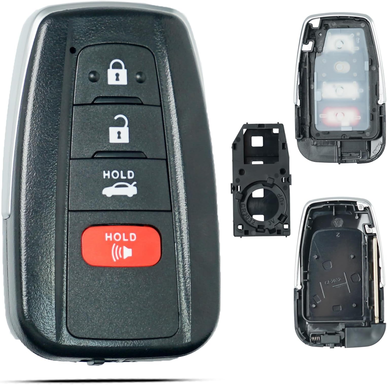 SUPALAND Key Fob Shell Case Replacement Fits for Toyota Camry Avalon Corolla 2018 2019 2020 2021 2022 2023 Replaces HYQ14FBN HYQ14FBC Keyless Entry Remote Control 4 Button KeyPad Cover
