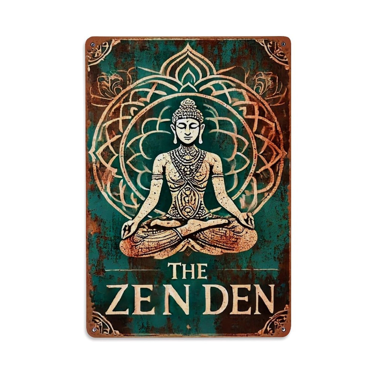 Buddha Mandala Zen Den Art Tin Sign Metal Poster Vintage Metal Signs for Home Man Cave Bar Cafe Kitchen laundry room Wall Decorations Gift 8x12Inch