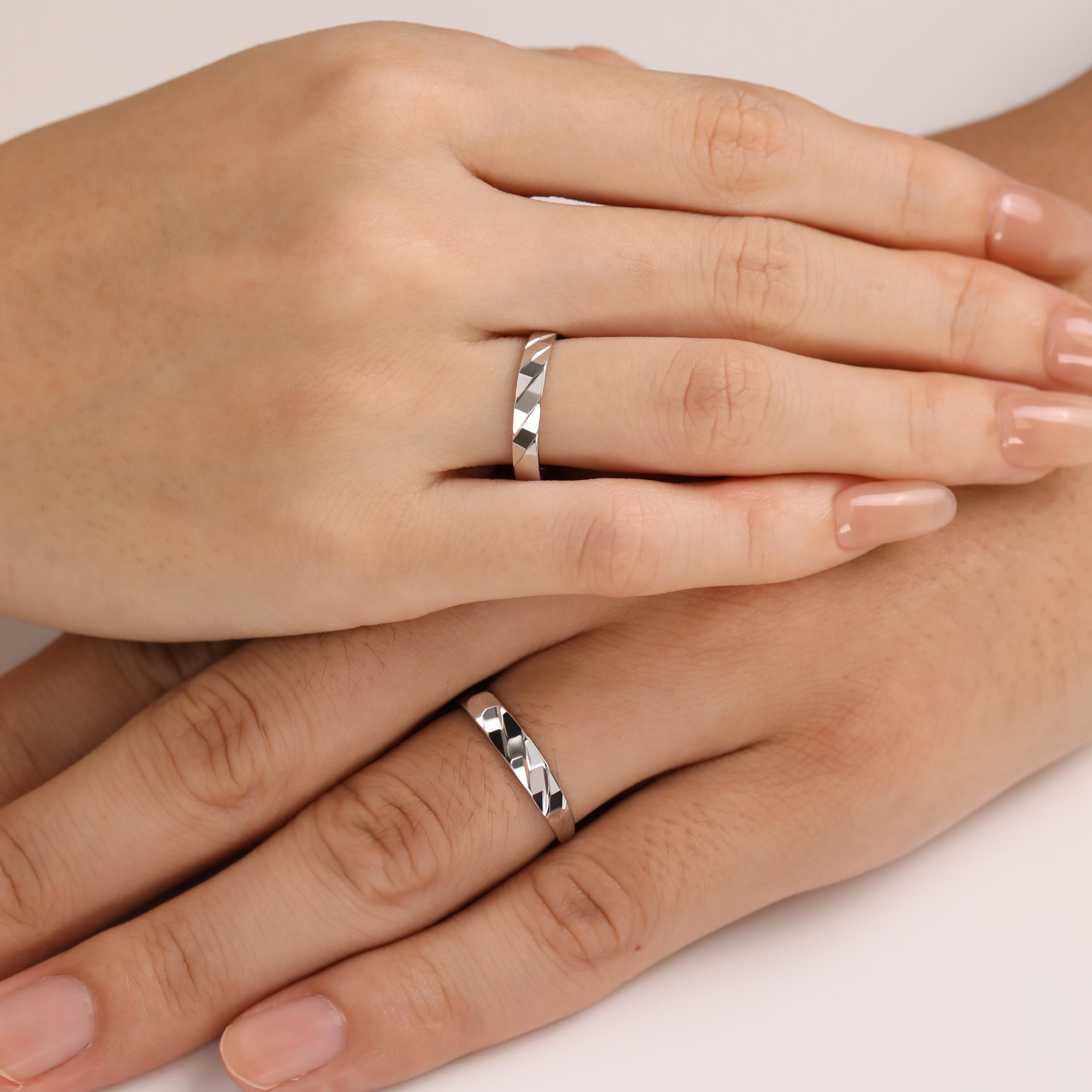 Meissa Anillos de Plata Pareja Plata de Ley 92 Alianzas Ajustables Mujer 3mm & Hombre 3,7mm Joyería de Compromiso Boda Aniversario o San Valentín, Juego de dos anillos