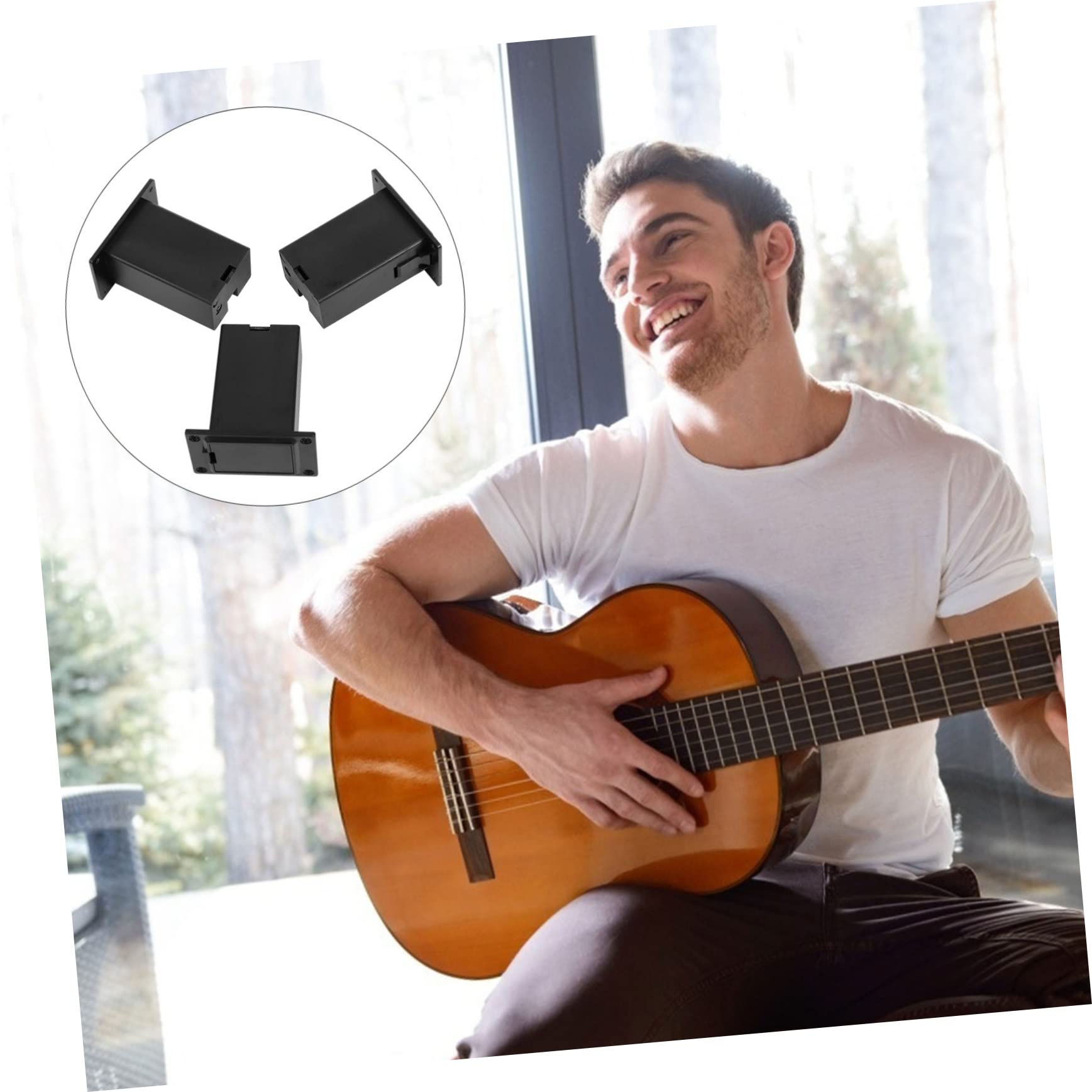 TsoLay Lot De 2 Micros Actifs 9 V Pour Guitare - Compartiment à Piles - Boîte De Rangement Pour Batterie - Pour Guitare électrique Et Basse