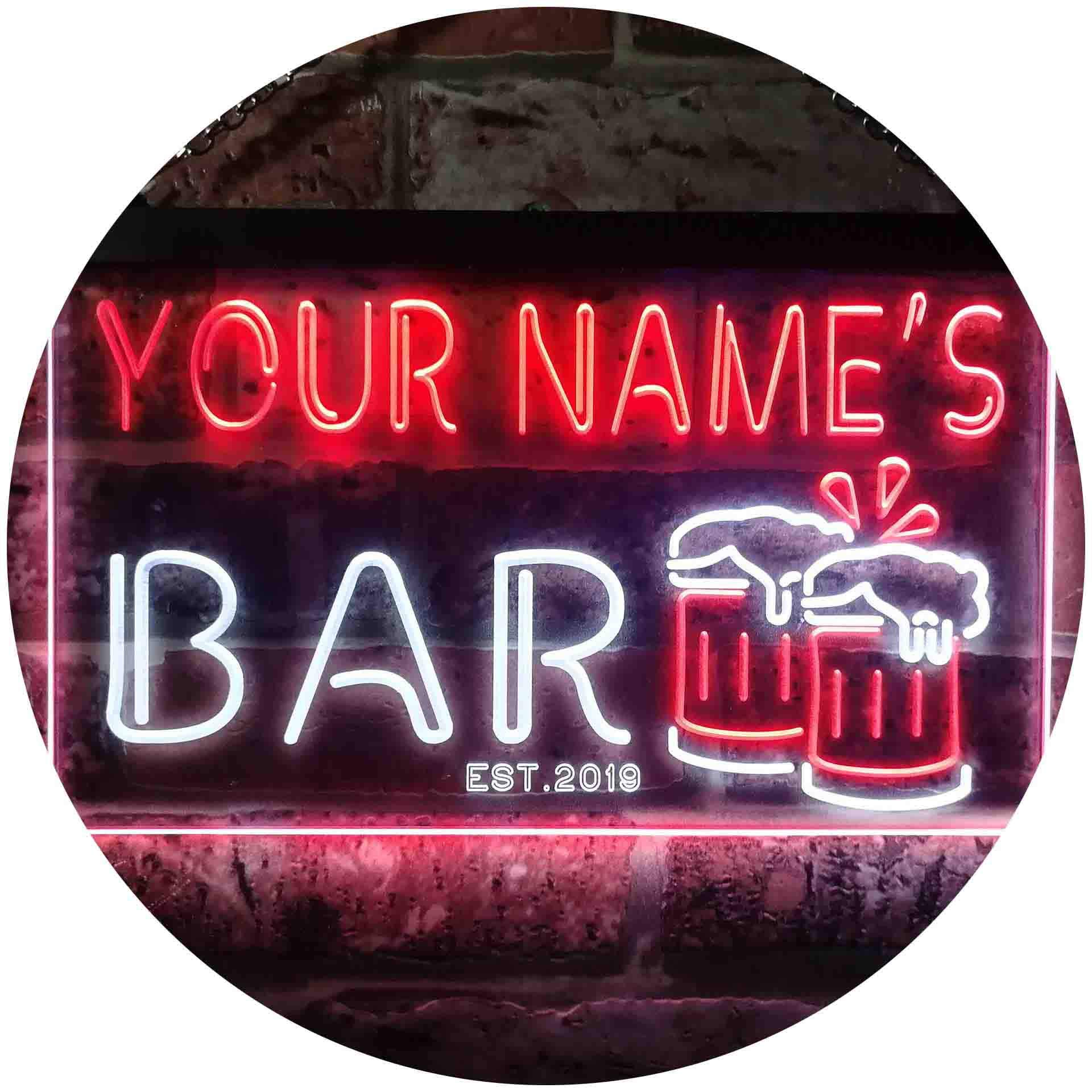 Advpro White & Red Personalized Your Name Est Year Theme Bar Beer Mug Decoration Dual Color Led Neon Sign 400 X 300Mm St6s43-W1-Tm-Wr