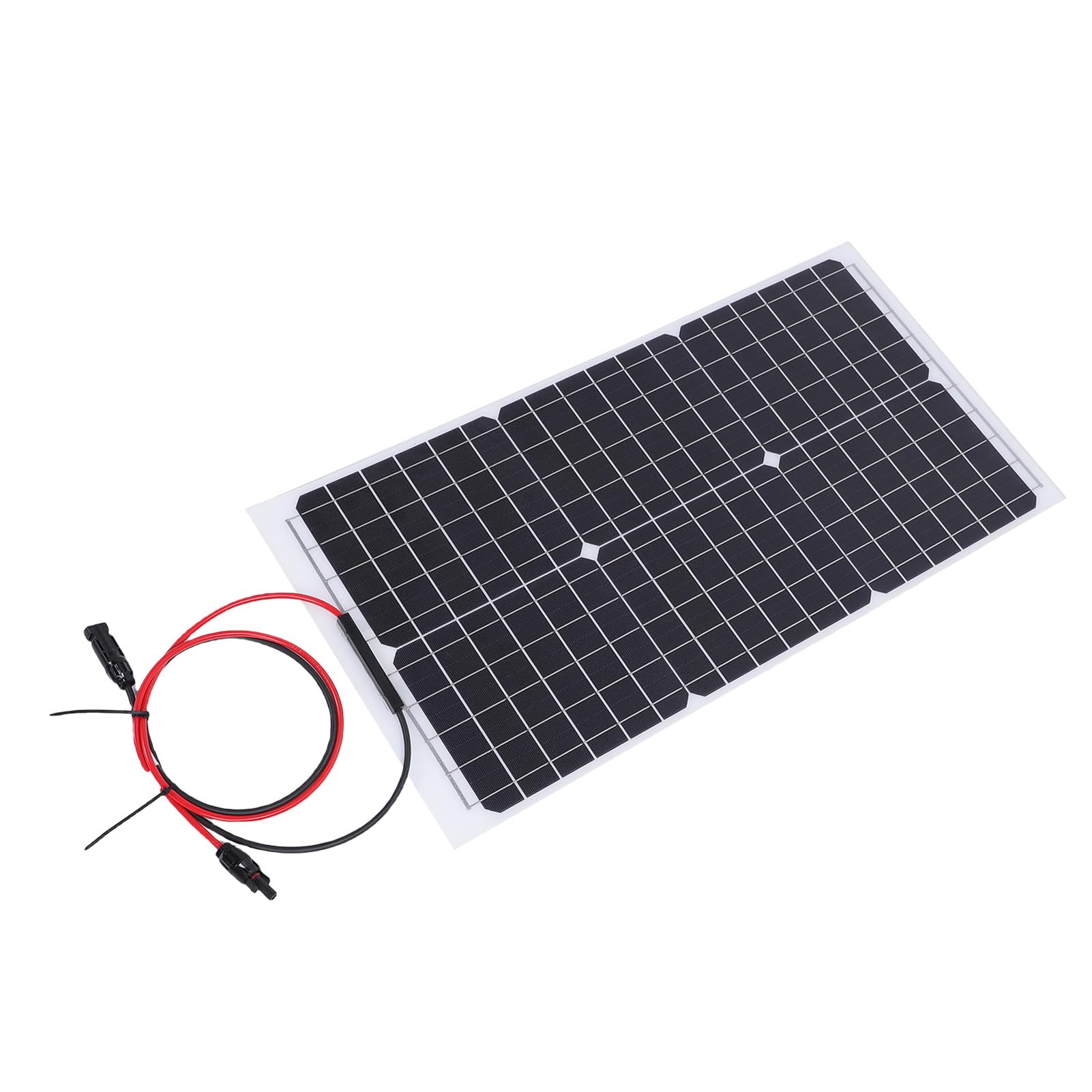 SIXRUN Pannello Solare, Pannello di Ricarica Solare in Silicio Monocristallino 30W 18V Uscita Design Semi Flessibile per Uso Domestico Esterno, Installazione Facile, 33 X 66 Cm per Capannone da