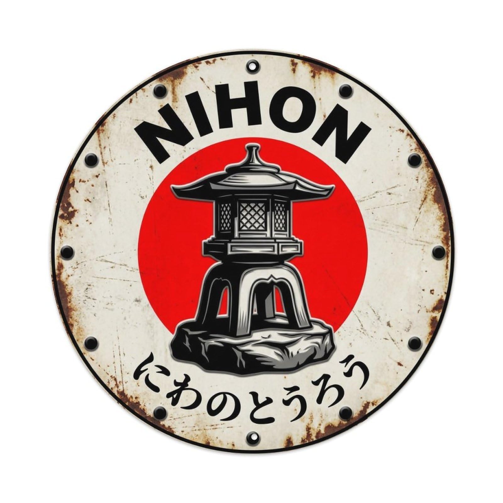 Garden Lantern Nihon Light Outdoor Rustic Metal Tin Sign