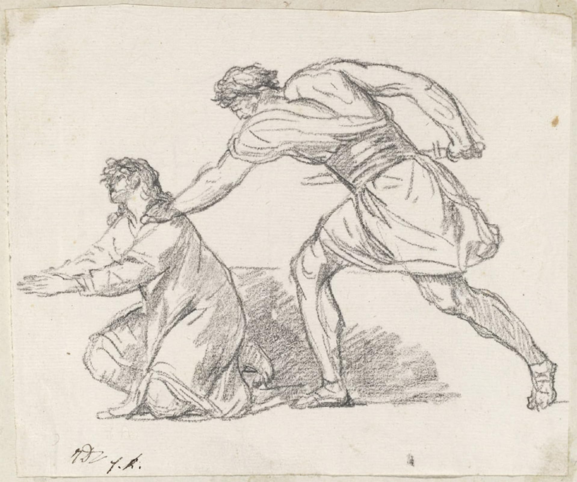 ARTXLXXBN Famous Print Painting Colorful Art Print Seizing a Kneeling Figure Jacques-louis David Canvas Art Decorations for Home Decor 60x90cm
