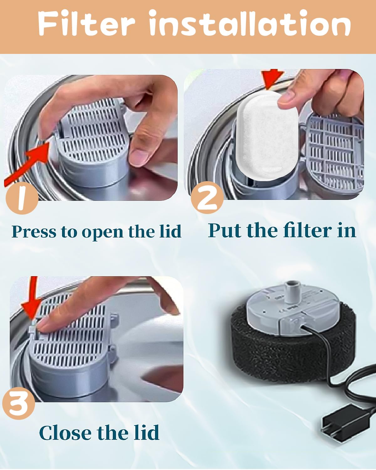 Zawaer Filtri Fontanella per Gatti, 12 PCS Filtri Fontana Gatto, 6 Filtro A Carbone E 6 Spugna in Schiuma, Filtro di Ricambio per Fontana per Gatti E Cani, con Filtro A Carbone E Filtro in Schiuma.