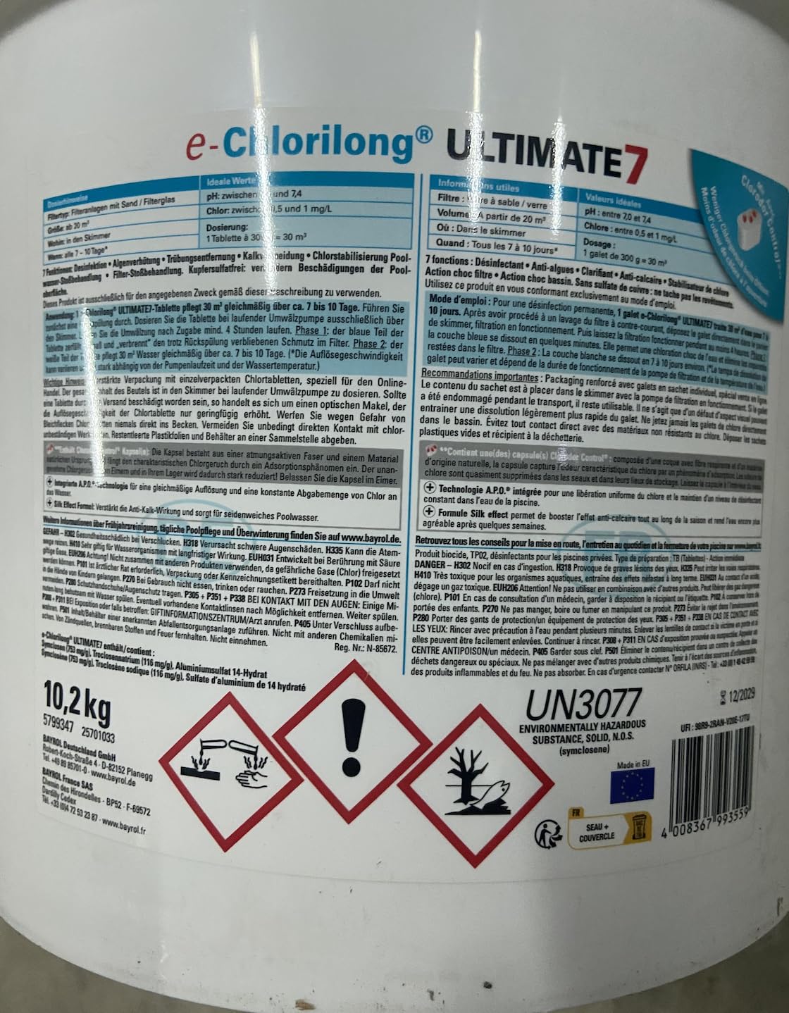 Chlore Multifonctions Bayrol e-Chlorilong Ultimate 7-10,2 kg + 12 Tests OFFERTS 7 en 1