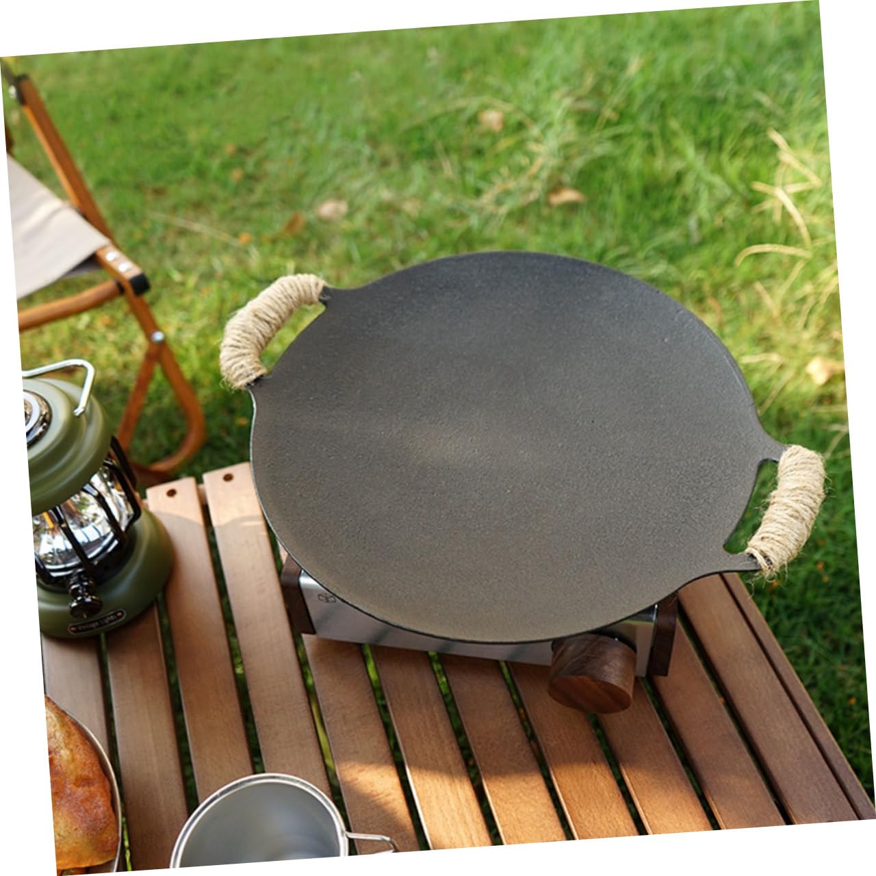 Padella Grill in Ferro per Barbecue da Esterno e Campeggio, Bordi Lisci e Arrotondati, Versatile per Carne e Verdure in Famiglia o Ristorante