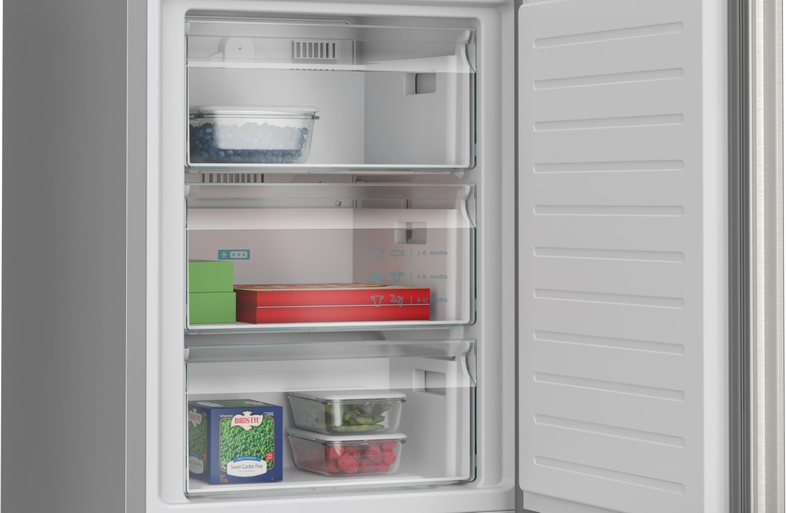 Siemens iQ300 Freistehende Kühl-Gefrier-Kombination 203 x 60 cm, KG39NVIBG, 260 L Kühlen & 103 L Gefrieren, Total noFrost, Nahtlose Platzierung, hyperFresh Technologie, LED Beleuchtung, Edelstahl