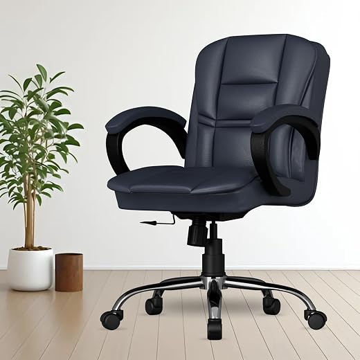 FUGO FG233 Ergonomic Medium Back Office Chair with Adjustable Height,Cushioned Back&amp;Seat,Tilting Mechanism,Heavy-Duty Meta...