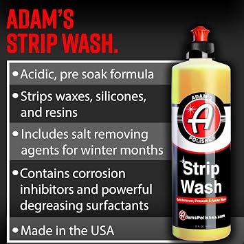 Adam's Polishes Strip Car Wash Soap (Gallon) - Sealant & Car Wax Remover Shampoo Salt Remover, Presoak, Acidic Wash | Thick Suds For Use In Car Cleaning Kit, Foam Cannon, Foam Gun