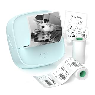 JD-23 Sticker Printer, Mini Portable Thermal Printer Print Pod, Inkless Bluetooth Label Maker Machine for DIY Crafts, Journaling, Office & Home Use, Includes 2 Rolls Sticker Paper - Amazon product rated Grade A