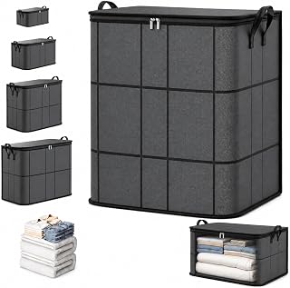 Spacious Moving Storage Bin, Large Capacity Foldable Nonwoven Storage Bag with Zipper Lid and Reinforced Handles for Clothes, Bedding, Comforters, Closet, Dorm and Travel (XXL-180)