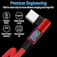 Vista 2 de Cable de carga para NS Switch and Switch LiteOLED y Pro Controller Paquete de 2 cables extralargos de punta de 90 grados de nailon trenzado USB C a