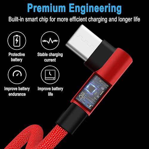 Miniatura 2 de Cable de carga para NS Switch and Switch LiteOLED y Pro Controller Paquete de 2 cables extralargos de punta de 90 grados de nailon trenzado USB C a