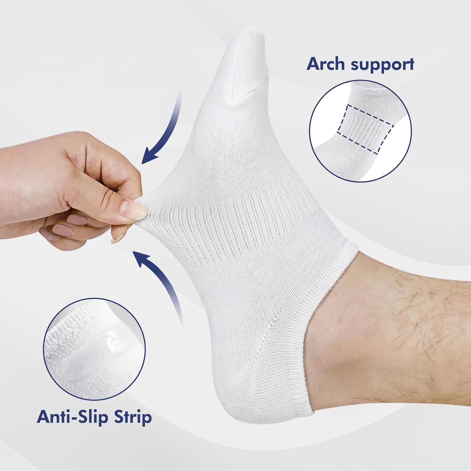 SIXDAYSOX 6/8 Pairs No Show Socks for Men, Low Cut Ankle Socks Non Slip