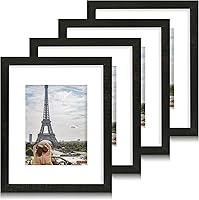Vista 124 de Juego de 4 portarretratos de 4 x 6 pulgadas, hechos de vidrio real y marco de madera gris, exhibición en pared o mesa, para fotos de 3.5 x 5