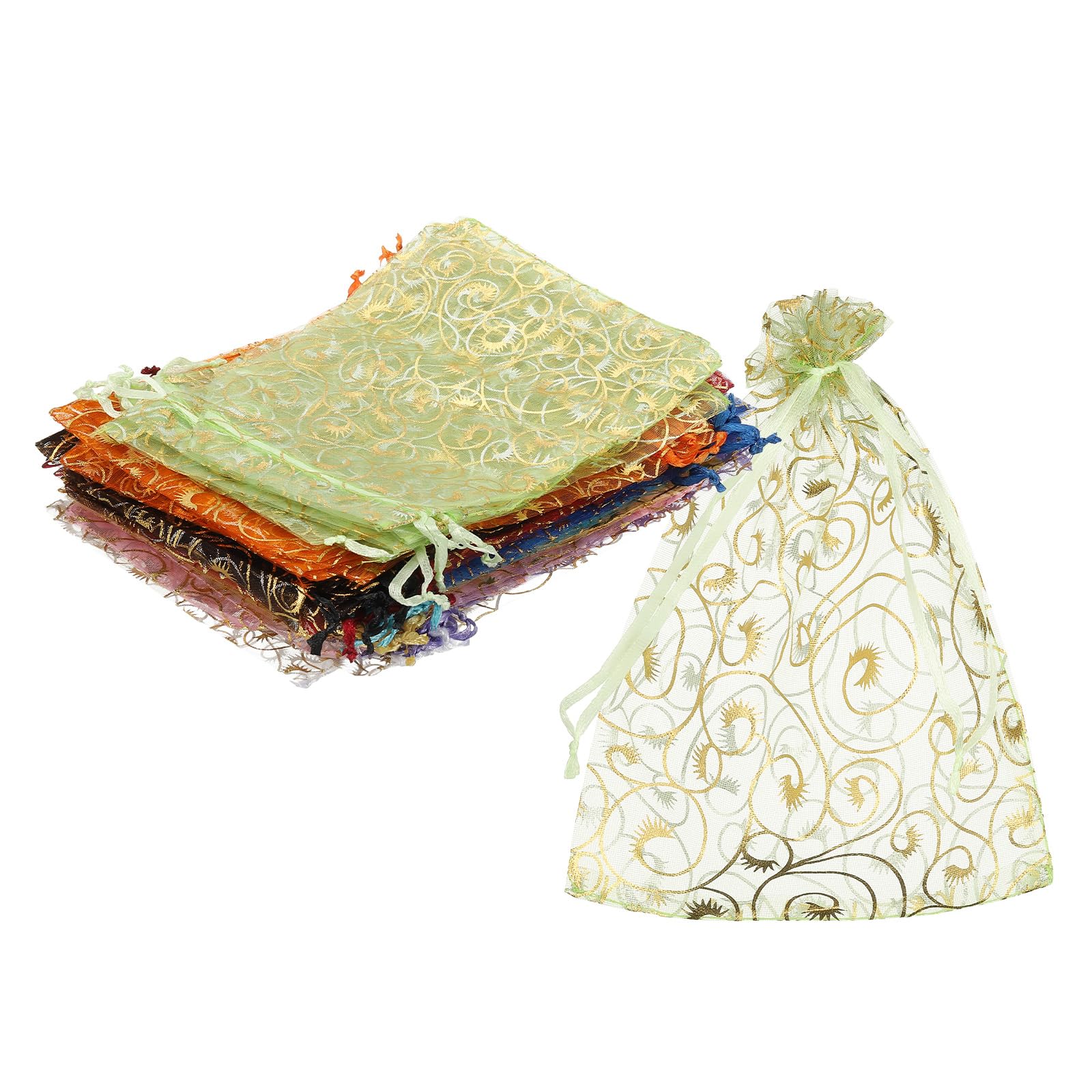 sourcing map Organza Bags, 50Pcs 10 x 15cm Candy Mesh Bag with Drawstring Jewelry Gift for Party Favor Pouch Christmas Wedding Festival Small Gift, Multi-Colors