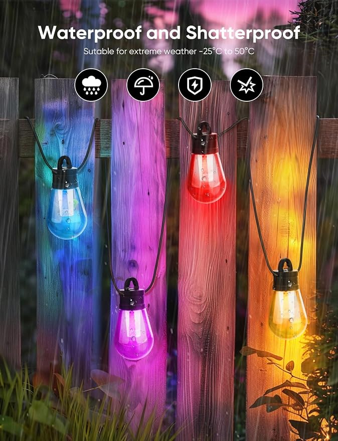Luces de cadena exteriores, 50 pies, RGBW inteligentes, IP65 miniatura 3
