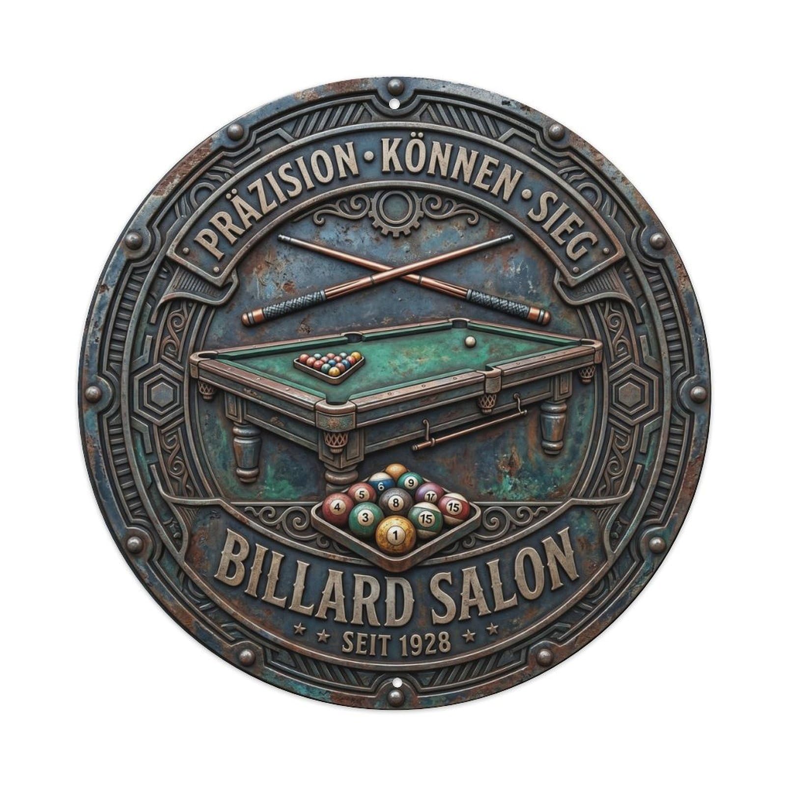Metal Tin Sign Precision Skill Victory Billiards Salon