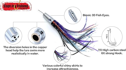 Miniatura 5 de Torpedo de alta velocidad Wahoo Trolling Señuelos Cable de alambre Aparejo Wahoo Señuelos