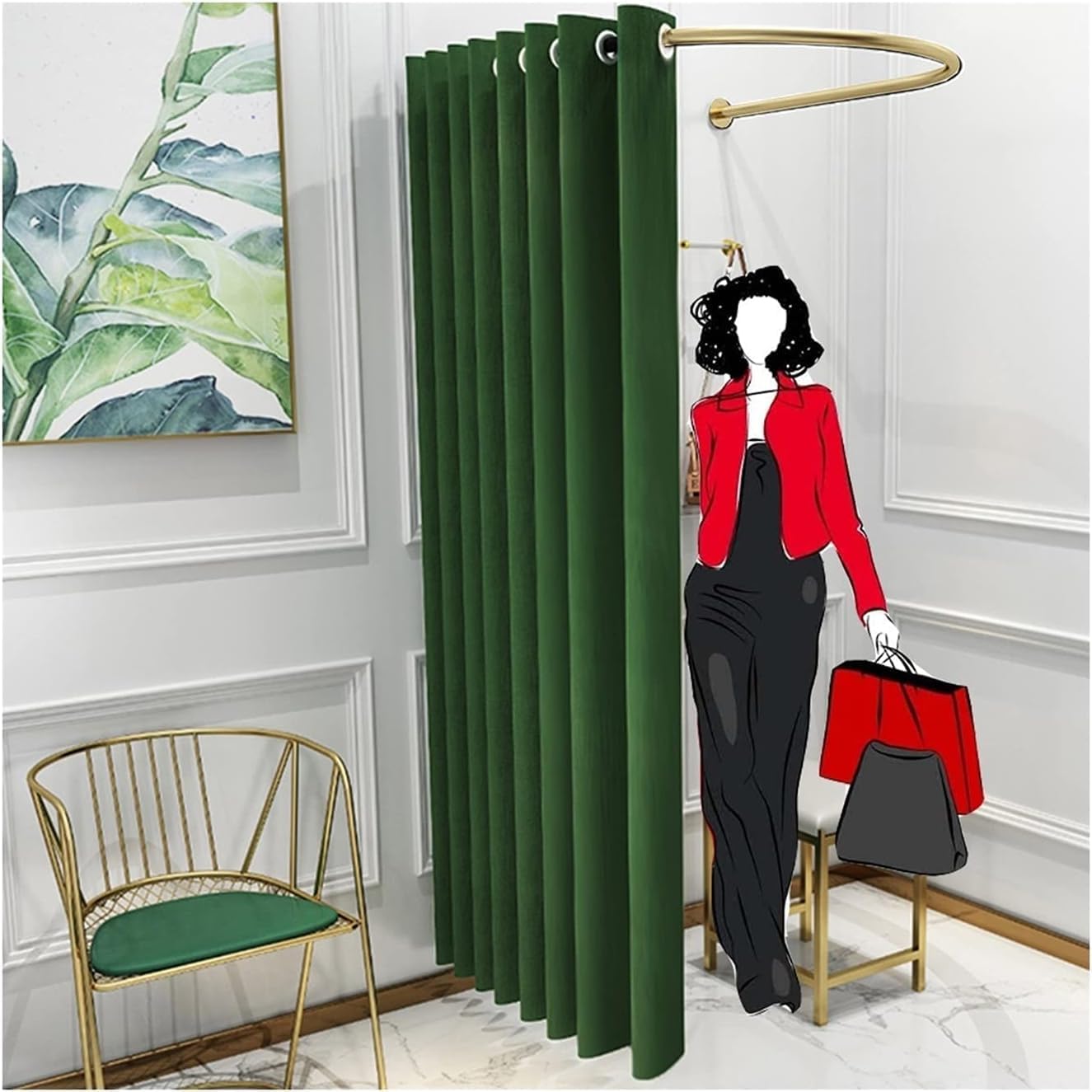 Fitting Room Fitting Room Wall-Mount U-Shaped Fitting Room with Sunshade Changing Room Perfect Private Space Dressing Room Easy to Install Spacious