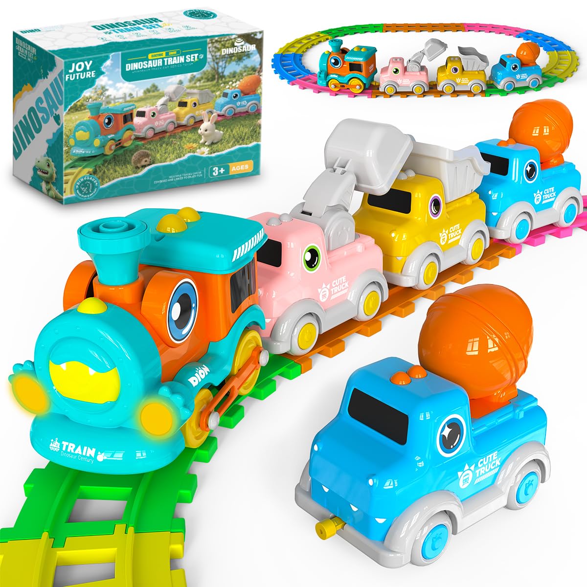Electric Train Set for Toddlers 1-3, Rainbow Tracks, Music& Lights Includes 3 AA batteries, Toys for 1 2 3 Year Old Boys Girls