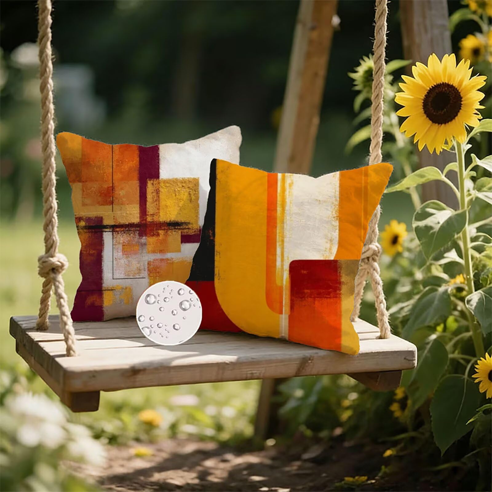 Housse de Coussin Canapé Couleur Orange 75x75cm Exterieur Impermeable RéTro Taie D'oreiller Décoratif Aesthetic Housse Coussin Decoration pour Chambre Sofa Jardin Balcon Terrasse Lot de 2. P-5027