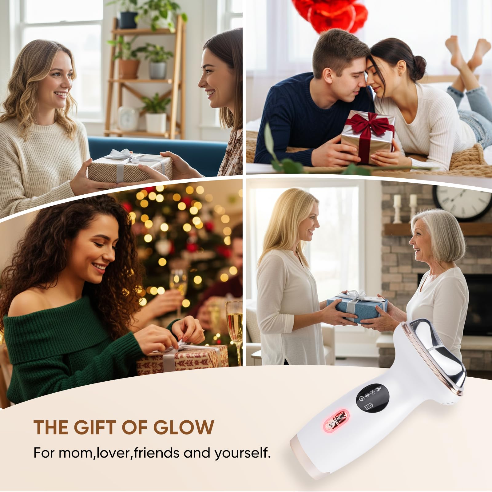 Microcurrent Facial Device with Red Light Therapy - 7-in-1 LED Sculptor & Hot Gua Sha for Face Neck Eye Firming, Depuffing & Double Chin Reduction