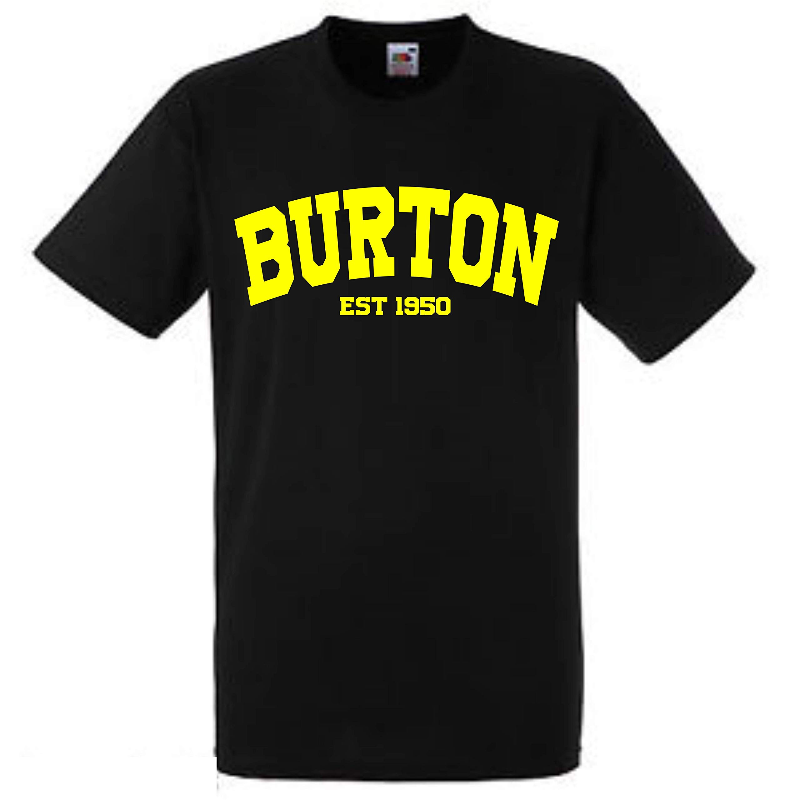All About The Print Men's Black Burton Established In 1950 Premium T Shirt Gift X-Large Football Fans