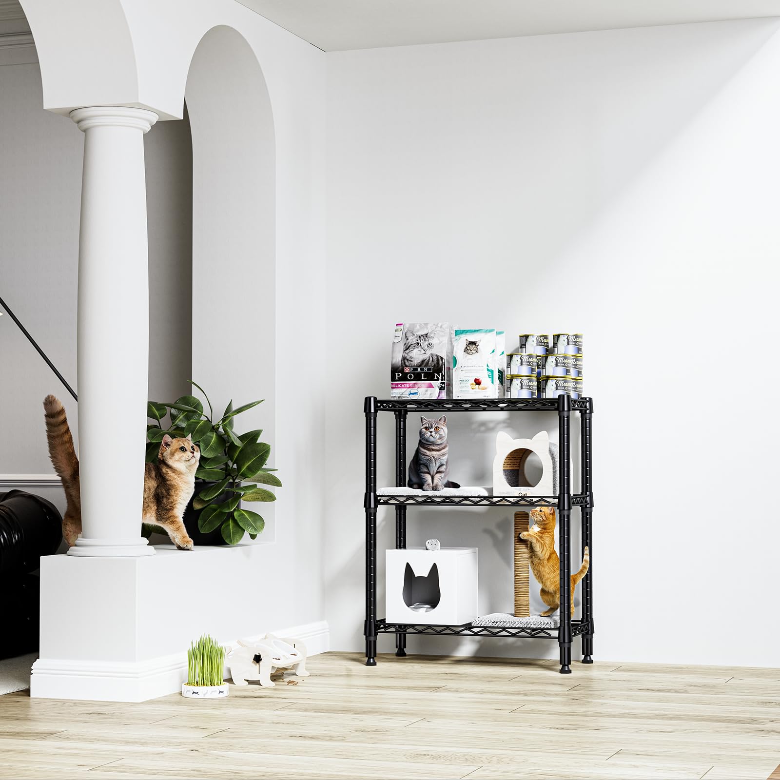 M MZG Estantería Metálica, Baldas Ajustables, para Cocina, Baño, Despensa y Oficina,Estudio