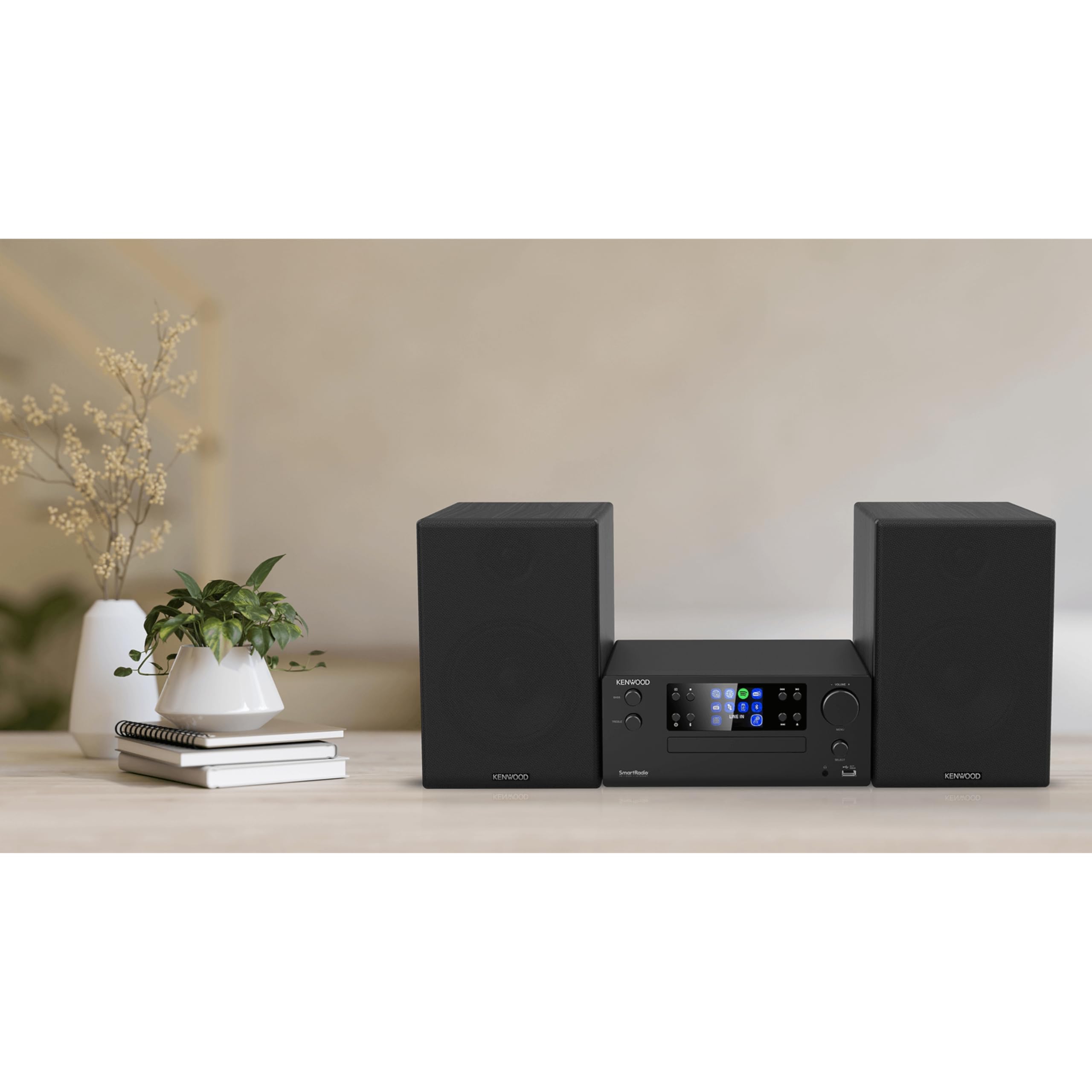 Kenwood Microcadena Hi-Fi | Bluetooth 5.2 | CD, USB, Radio FM/Dab+, Spotify Connect, Radio y Ecualizador | 2x50W RMS | Equipo de música para casa con Control por App y Pantalla TFT- M-9500S-B