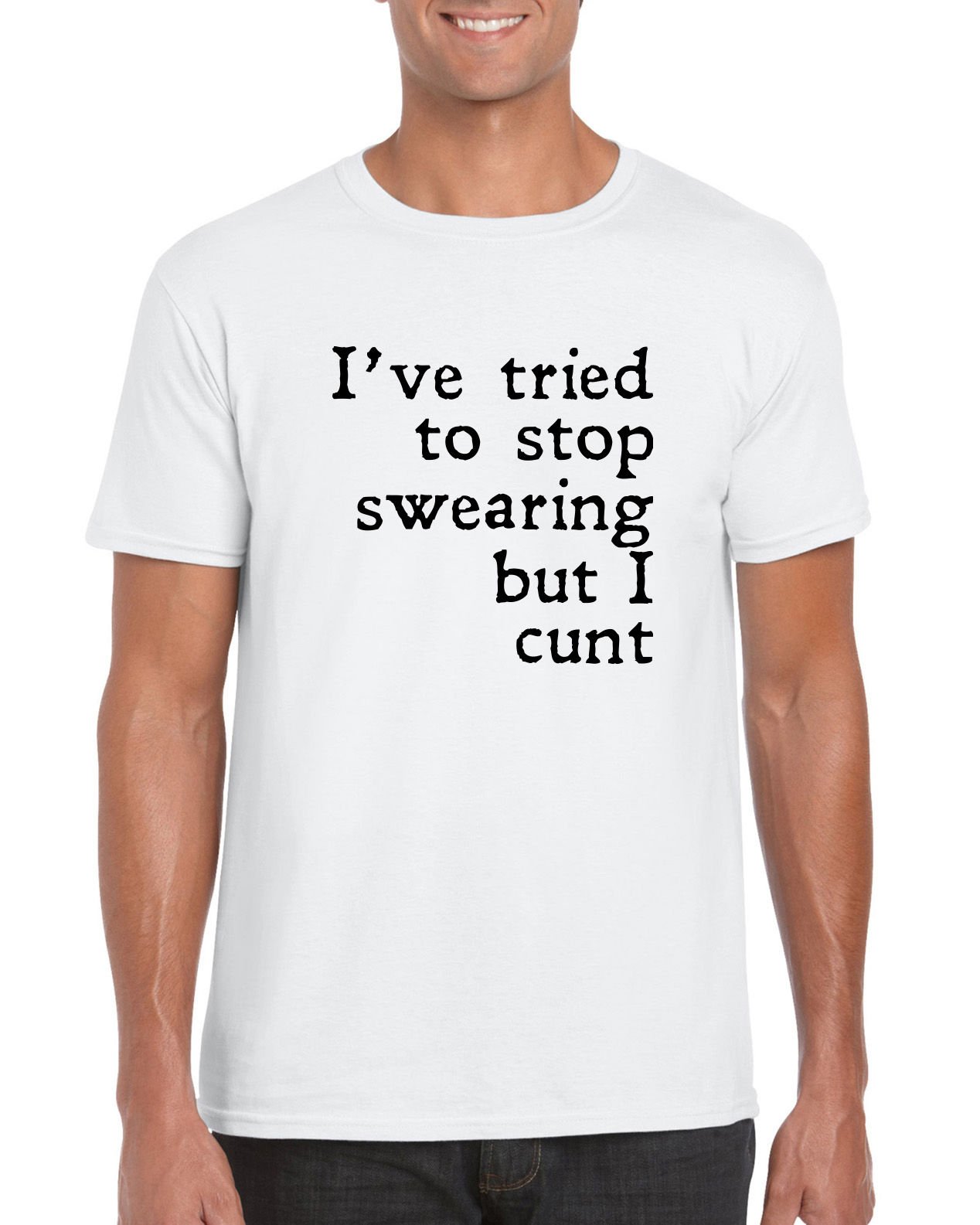 Smartypants White I Tried To Stop Swearing But I C*** Funny Rude Explicit Swearing Slogan T-Shirt (Medium, )