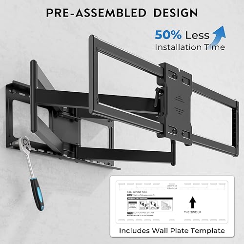 Miniatura 6 de BONTEC Soporte de pared para TV con brazo extensible extra largo para televisores de 60 a 110 pulgadas, soporta hasta 275 libras, soporte de TV de