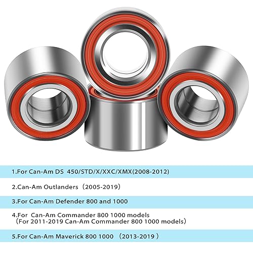 Miniatura 3 de Juego de 4 rodamientos de rueda para Can-Am DefenderCommanderOutlanderMaverick, reemplaza #293350118,705400088,293350040,2 piezas de sello de eje de