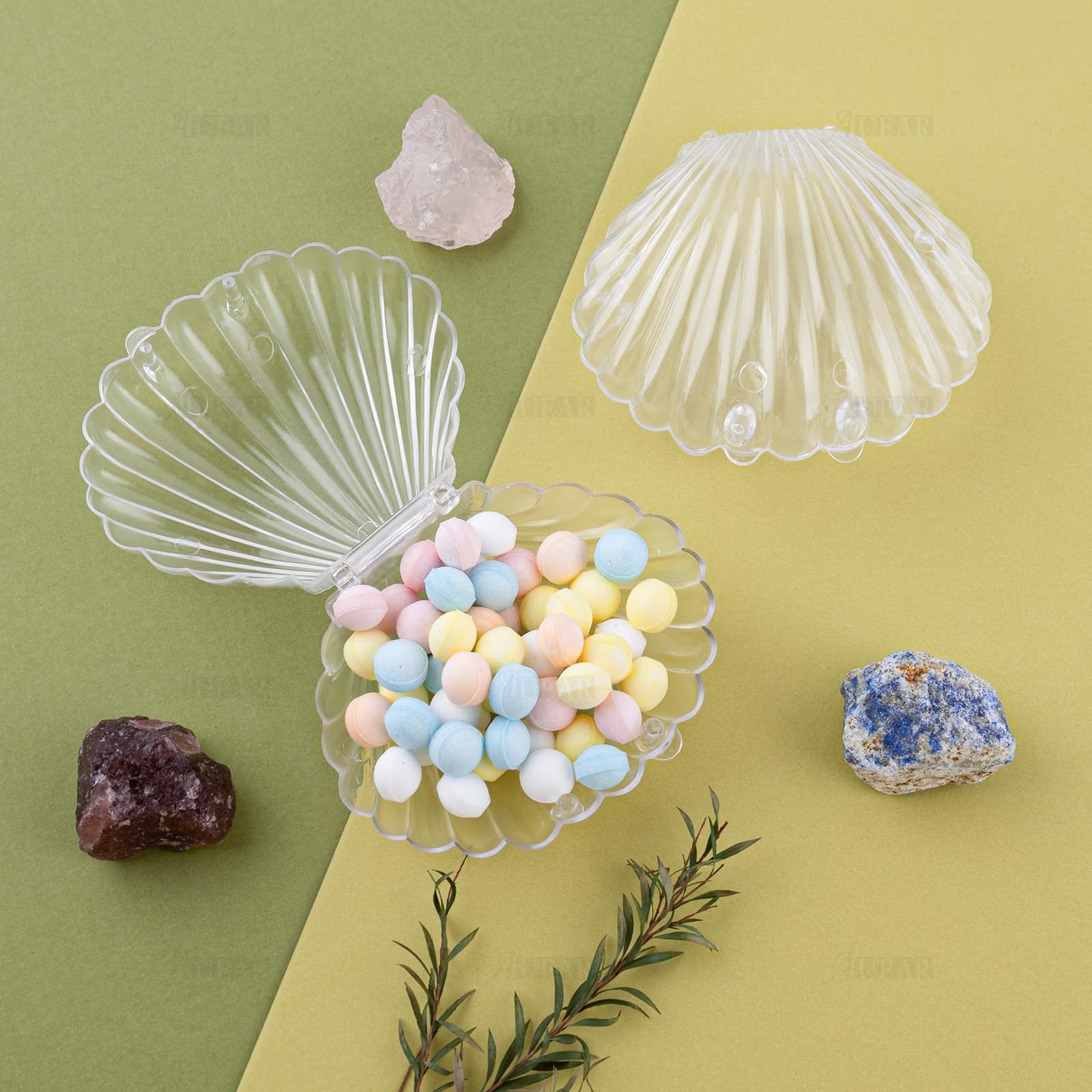 10 Muschel-Süßigkeitenboxen Aus Kunststoff – Himmelblau, 9,1x7,7x4,5 Cm, Für Party-Geschenke