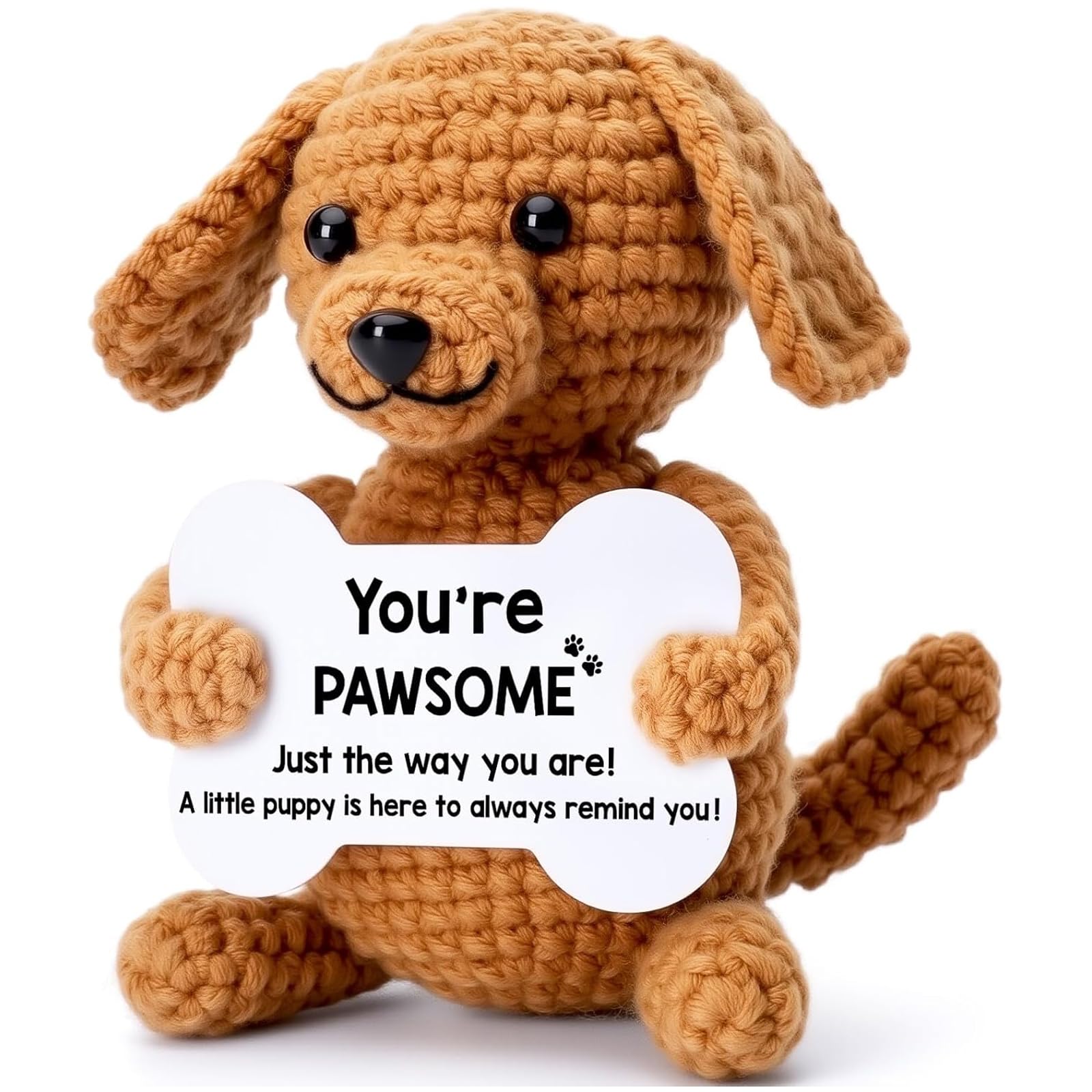 Dog Lover Gifts Puppy Plush Crochet Gifts "You’Re Pawsome" Emotional Support Gift Motivational Keepsake for Women An for Dogs Lovers Friends And Family As A Birthday Warm Home Office Decorations
