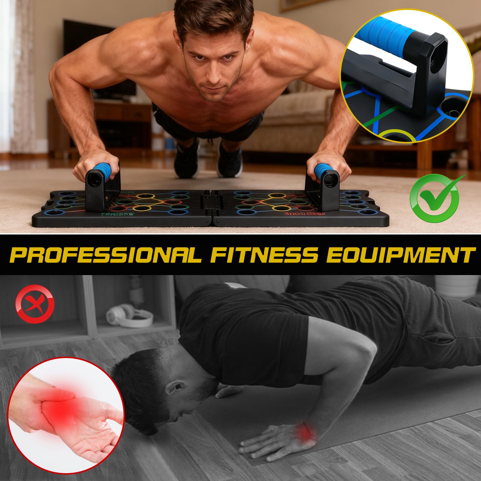 Planche a Pompe 24-en-1, Appareil Musculation, Planche Pompe Musculation Pliable, Appareil Sport Maison, Pompes Musculation pour Entretien Musculaire & Entraînement à la Maison