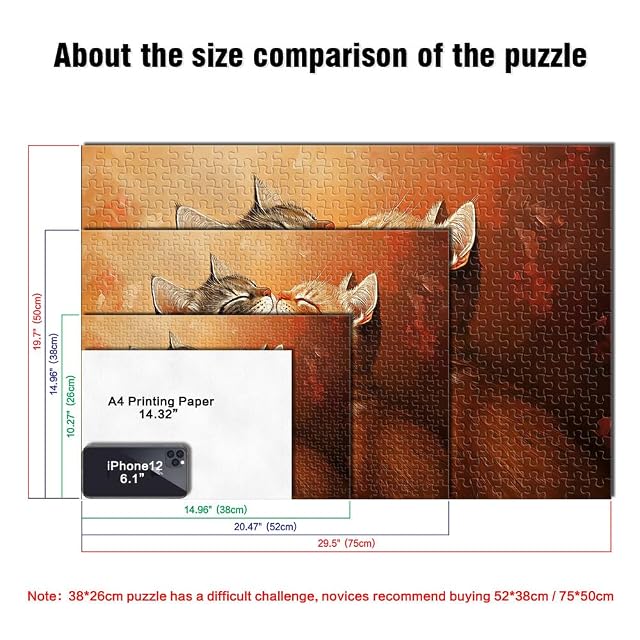 Foto 7 de 8 de Dos Gatos besándose Puzzles de 1000 Piezas para Adolescentes Ayuda al Cerebro a ejercitar Juguetes adictivos…