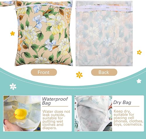 Miniatura 3 de 6 bolsas impermeables para pañales de tela, bolsa reutilizable para bebé, viajes, traje de baño, bolsa lavable con cremallera para cochecito,